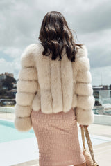 Chevron Fox Fur Coat