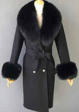 Mayfair Cashmere & Wool Blend Fox Fur Coat