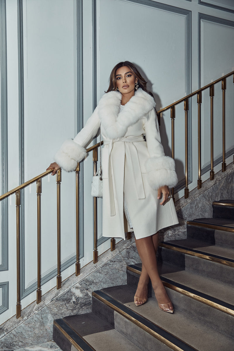 White wool on sale belted coat